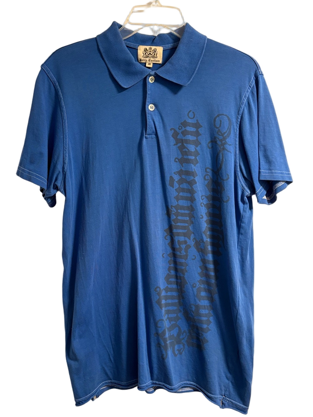 Juicy Couture VINTAGE Mens Blue Graphic Polo Shirt Size M